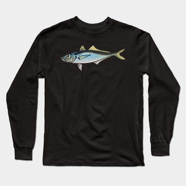 Fish-3 Horse Mackerel Long Sleeve T-Shirt by Komigato